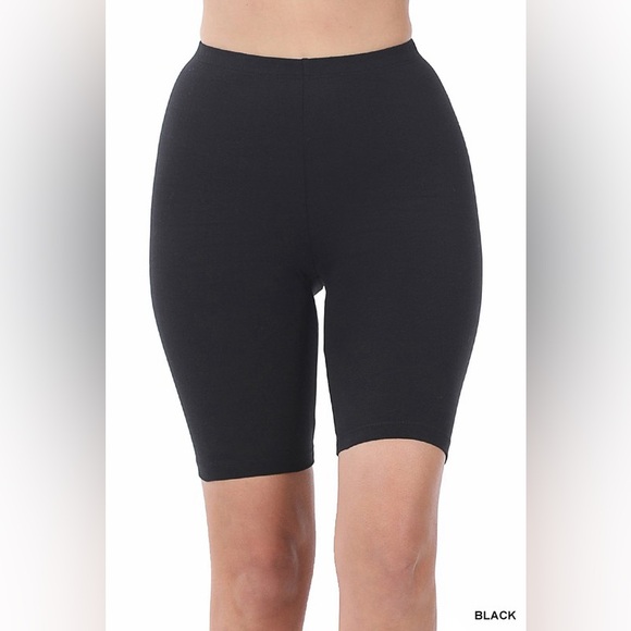 Zenana Outfitters Pants - Black Cotton Biker Shorts
